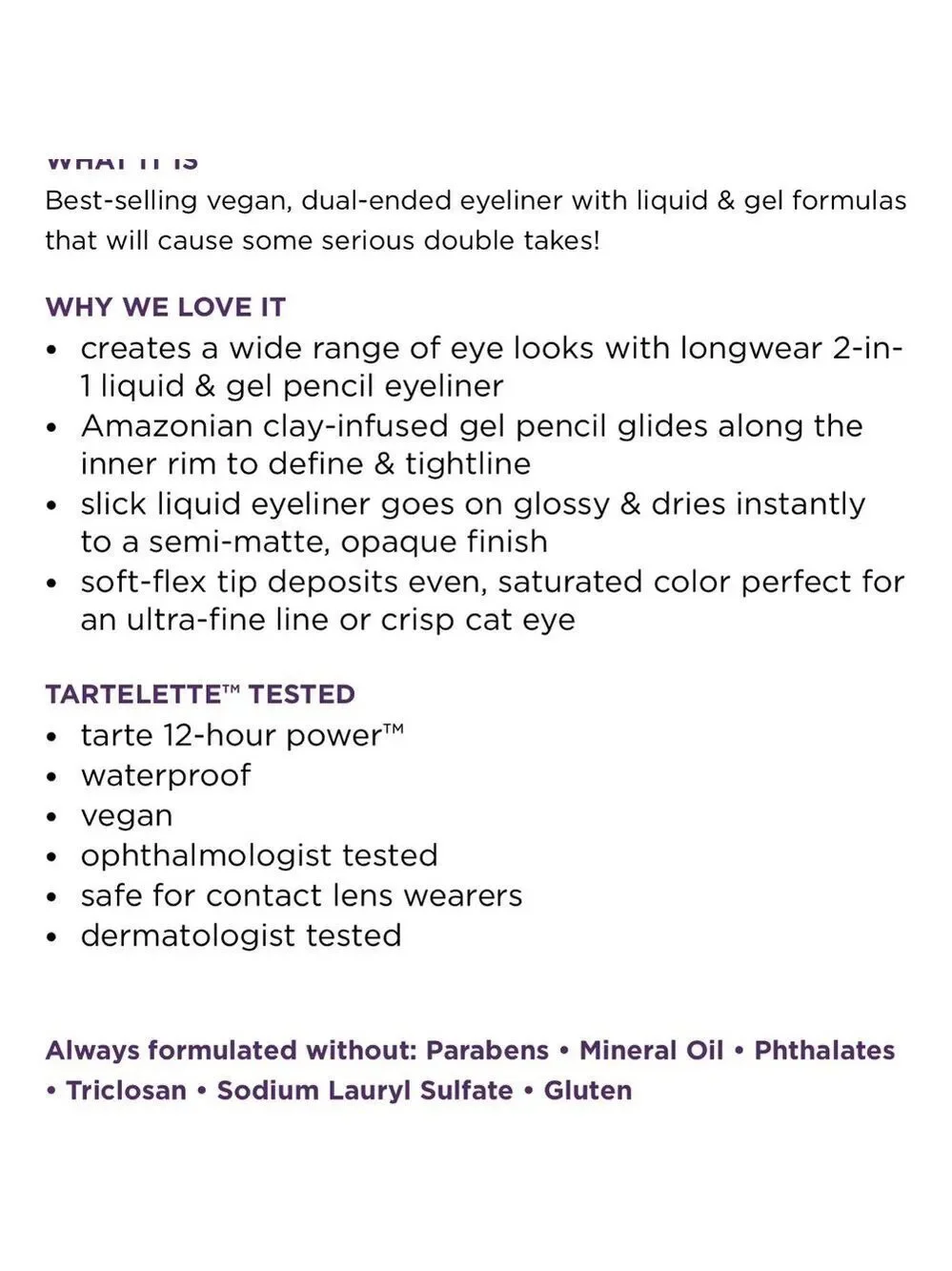 Tarte Double Take Eyeliner in Black - Dual Ended Full Size